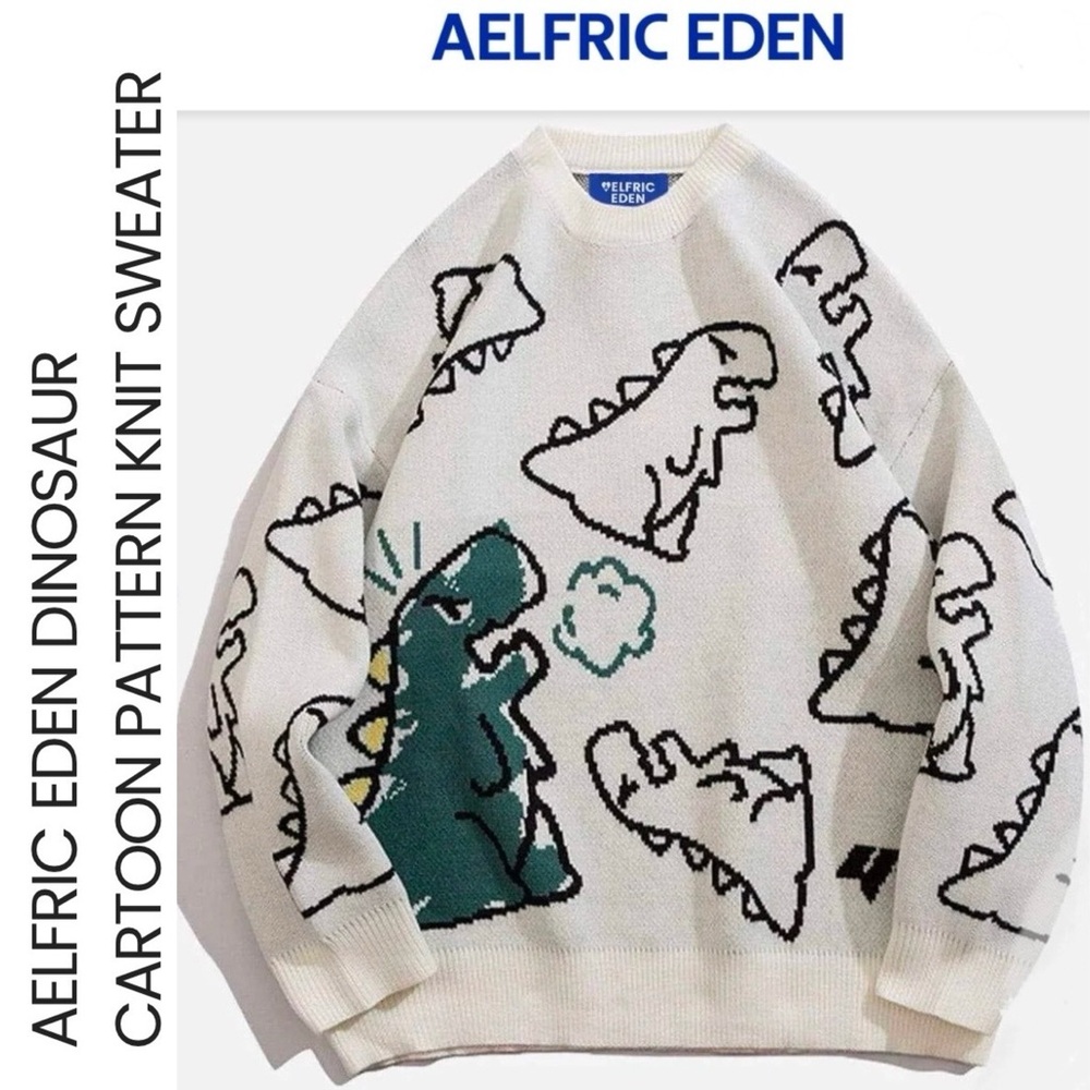 Aelfric Eden Dinosaur Cartoon Pattern Knit Sweater